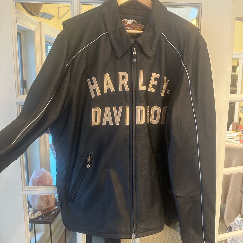 Harley-Davidson NWOT 2003 Black Leather 100 Year Anniversary Bomber Jacket XL